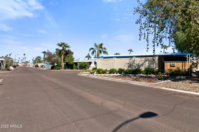 a view of a street with building in the background