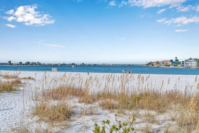 a view of a lake with a city