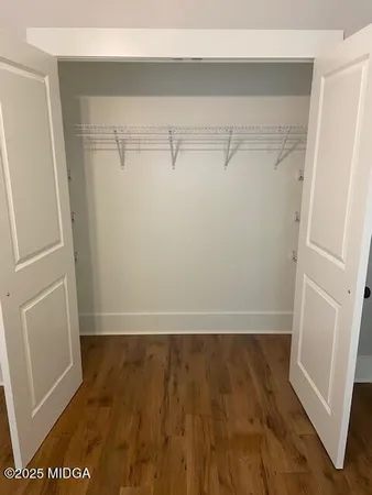 a view of an empty walk in closet