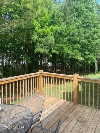 a view of a wooden deck