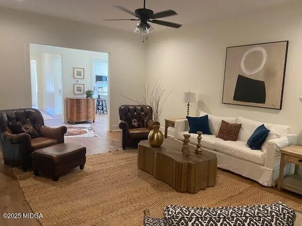 a living room with furniture