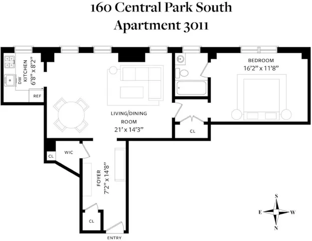 $1,325,000 | 160 Central Park South, Unit 3011 | Central Park South