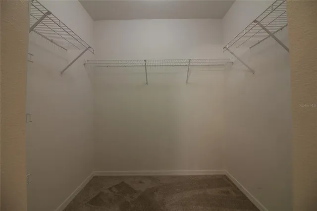 a view of a room with racks on the wall