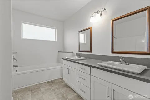 a bathroom with a bathtub