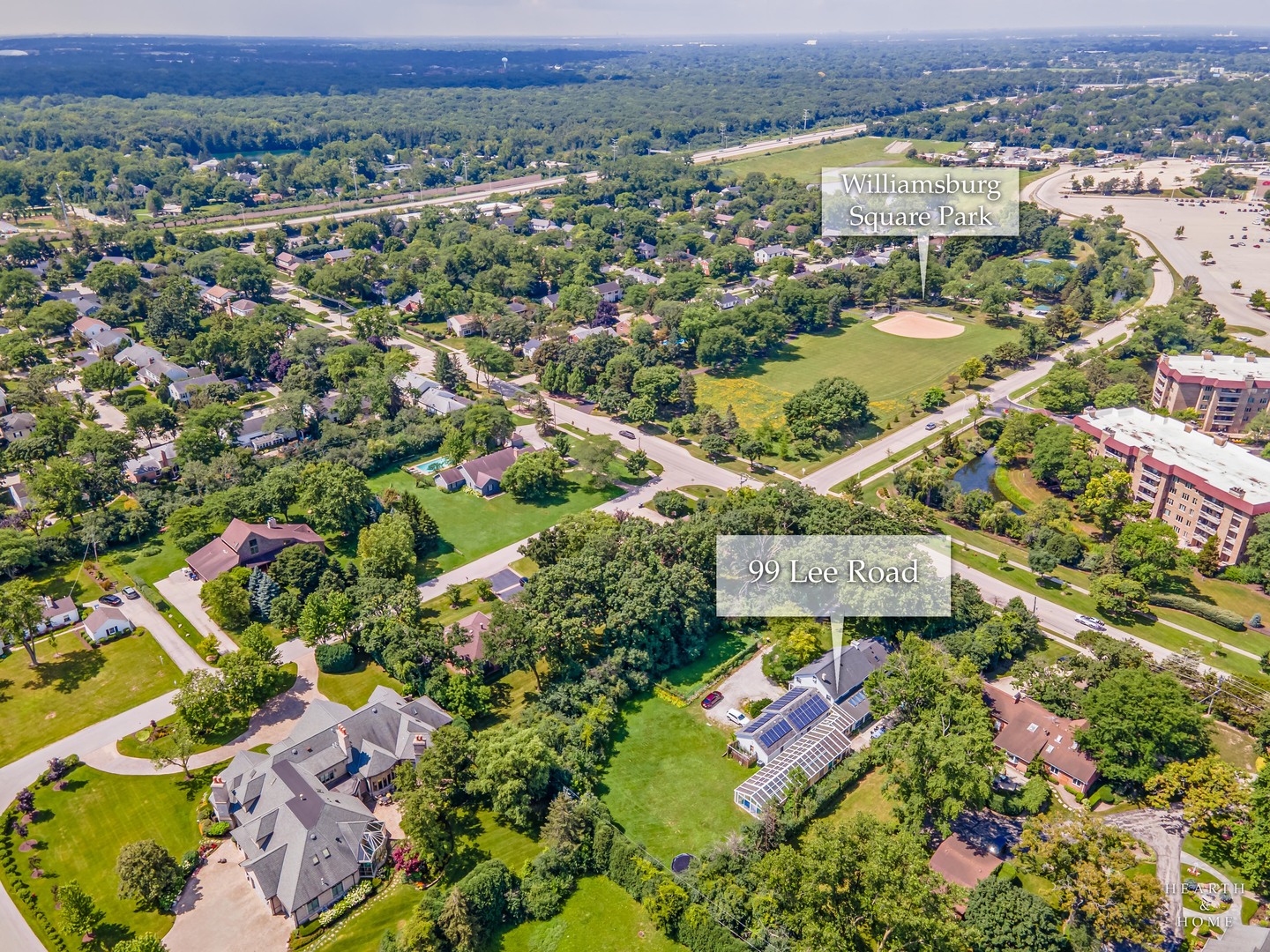 99 Lee Road Northbrook, IL 60062 - Photo 52 of 57 an aerial view of residential house with outdoor space and swimming pool