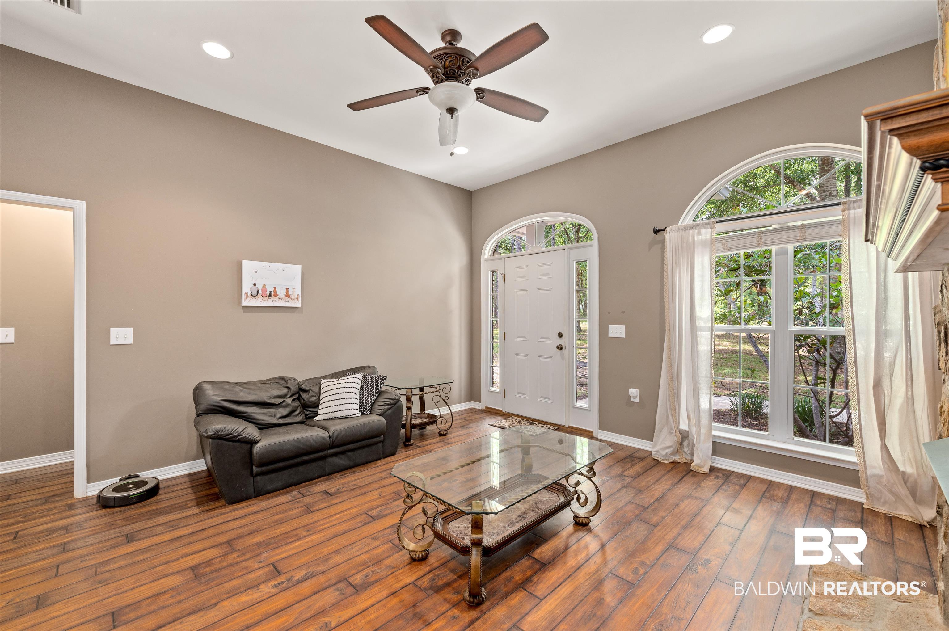 15240 Styx River Road Stapleton, AL 36578 - Photo 12 of 18 Living room featuring wood-type flooring and ceiling fan