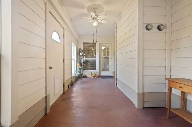 a view of a hallway with closet