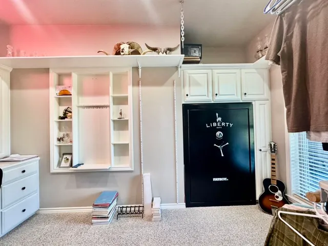 a view of a hallway with workspace