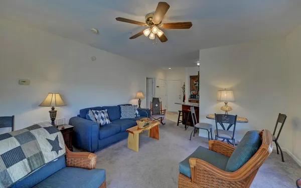 a living room with furniture