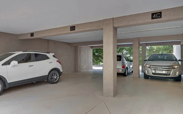 a view of car parked in garage