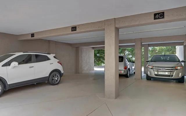 a view of car parked in garage