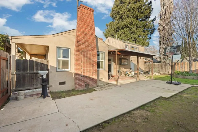 a view of a house with a patio
