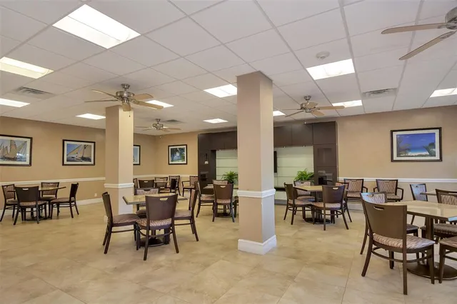 a view of a dining area with furniture