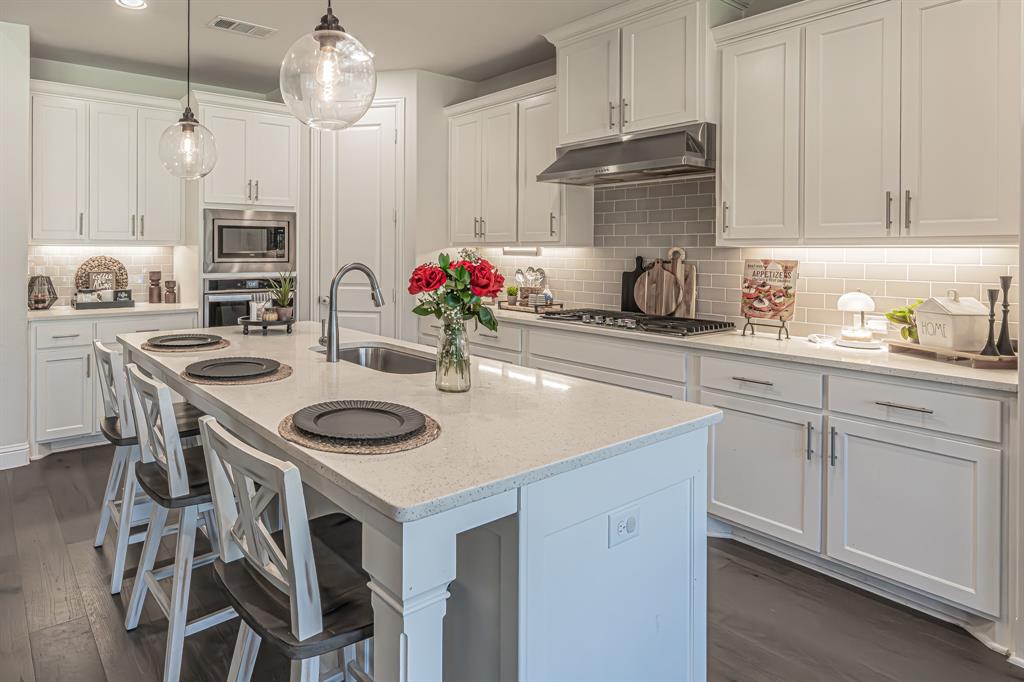 1610 Gardenia Street Prosper, TX 75078 - Photo 11 of 36 a kitchen with stainless steel appliances granite countertop a sink and cabinets