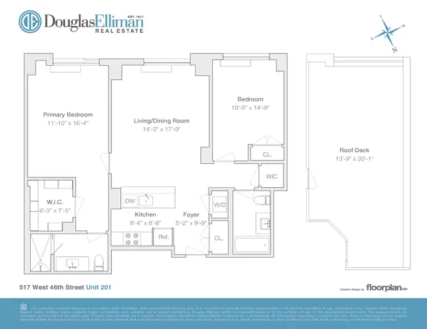 $1,195,000 | 517 West 46th Street, Unit 201 | Hell's Kitchen