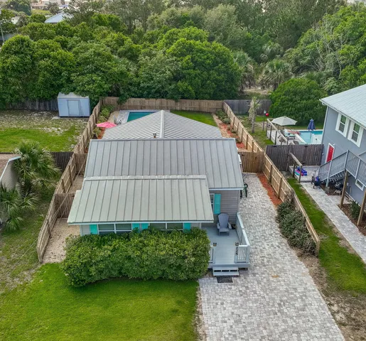 an aerial view of a house