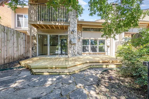 a view of a wooden deck
