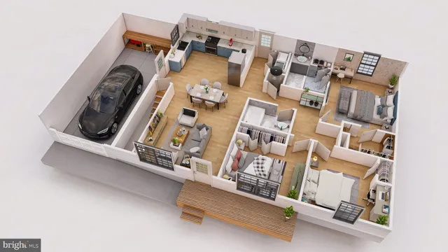 an aerial view of a fireplace