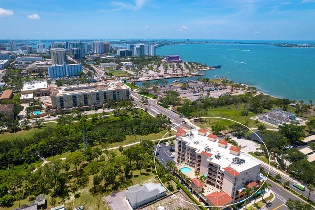 a view of a city with tall buildings