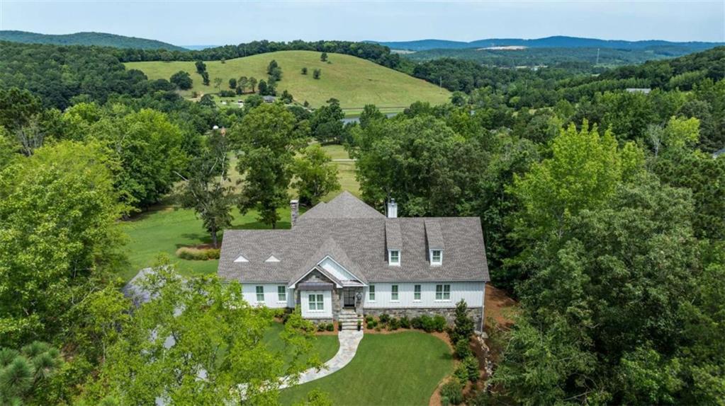an aerial view of a house