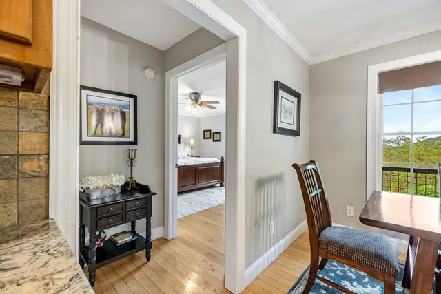 a view of a house with a yard and large tree
