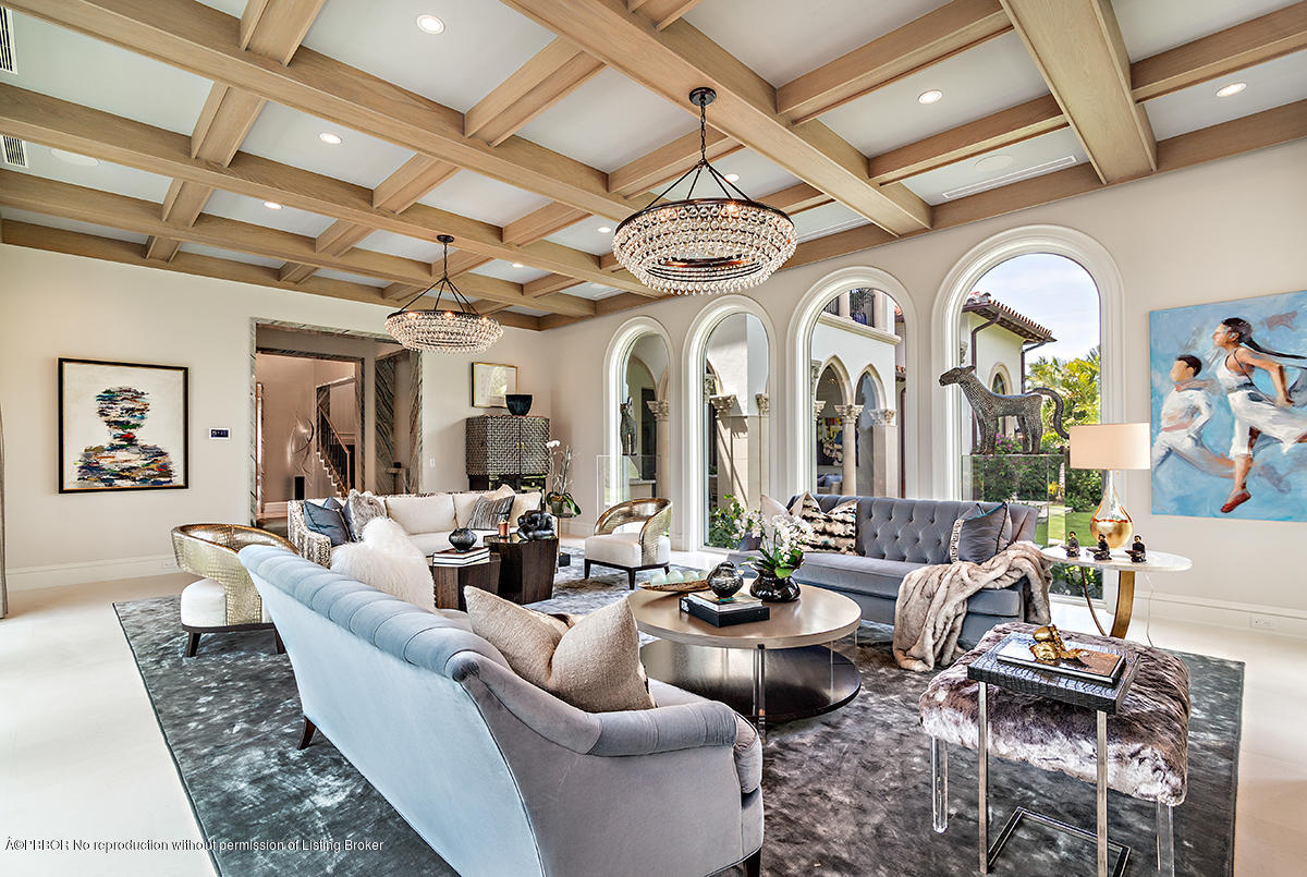 8 Golfview Road Palm Beach, FL 33480 - Photo 18 of 61 a living room with fireplace furniture and a chandelier