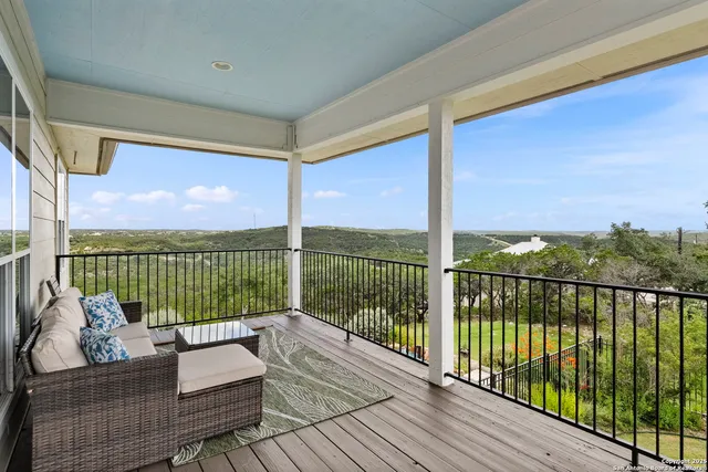 a balcony with couch