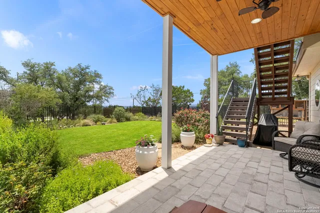 a view of outdoor space deck and mountain view in back