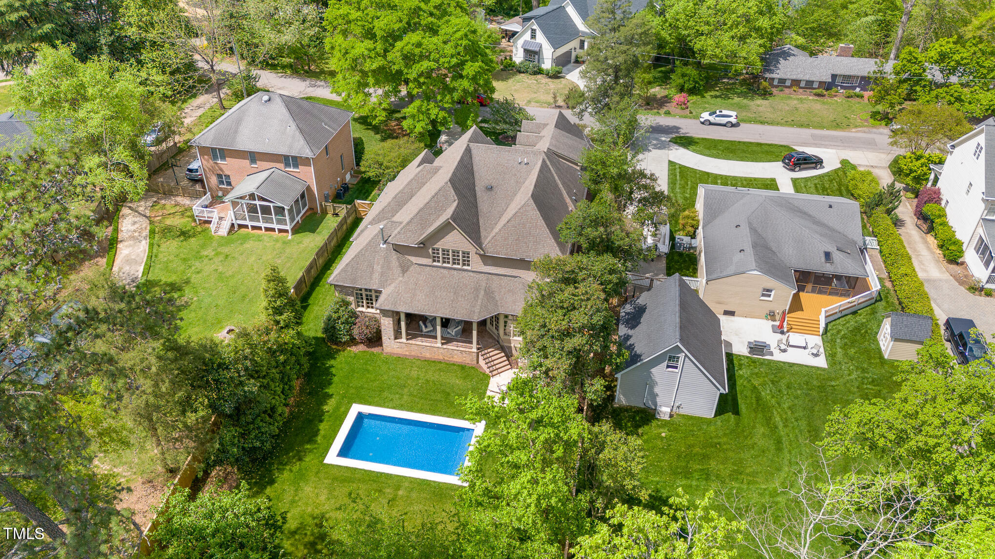 2908 Claremont Road Raleigh, NC 27608 - Photo 43 of 46 an aerial view of a house with a garden