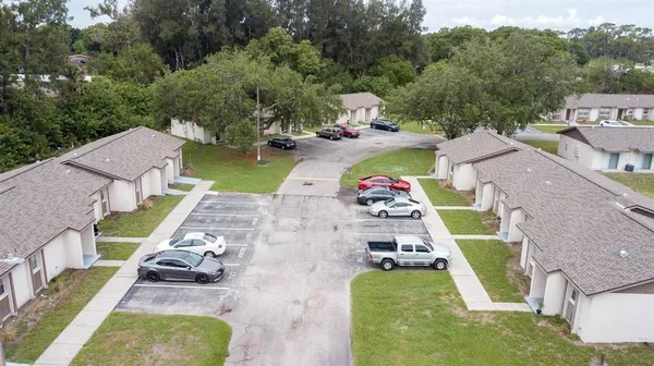 an aerial view of a house