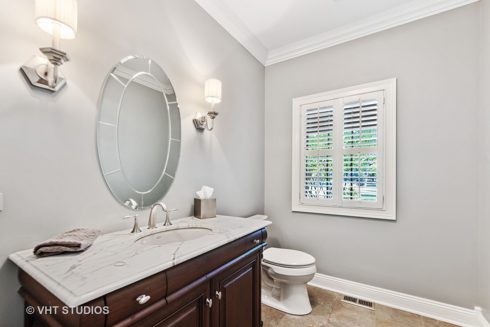 32W651 Honey Hill Circle Wayne, IL 60184 - Photo 15 of 49 a bathroom with a granite countertop sink a toilet and a mirror