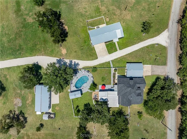 an aerial view of a house
