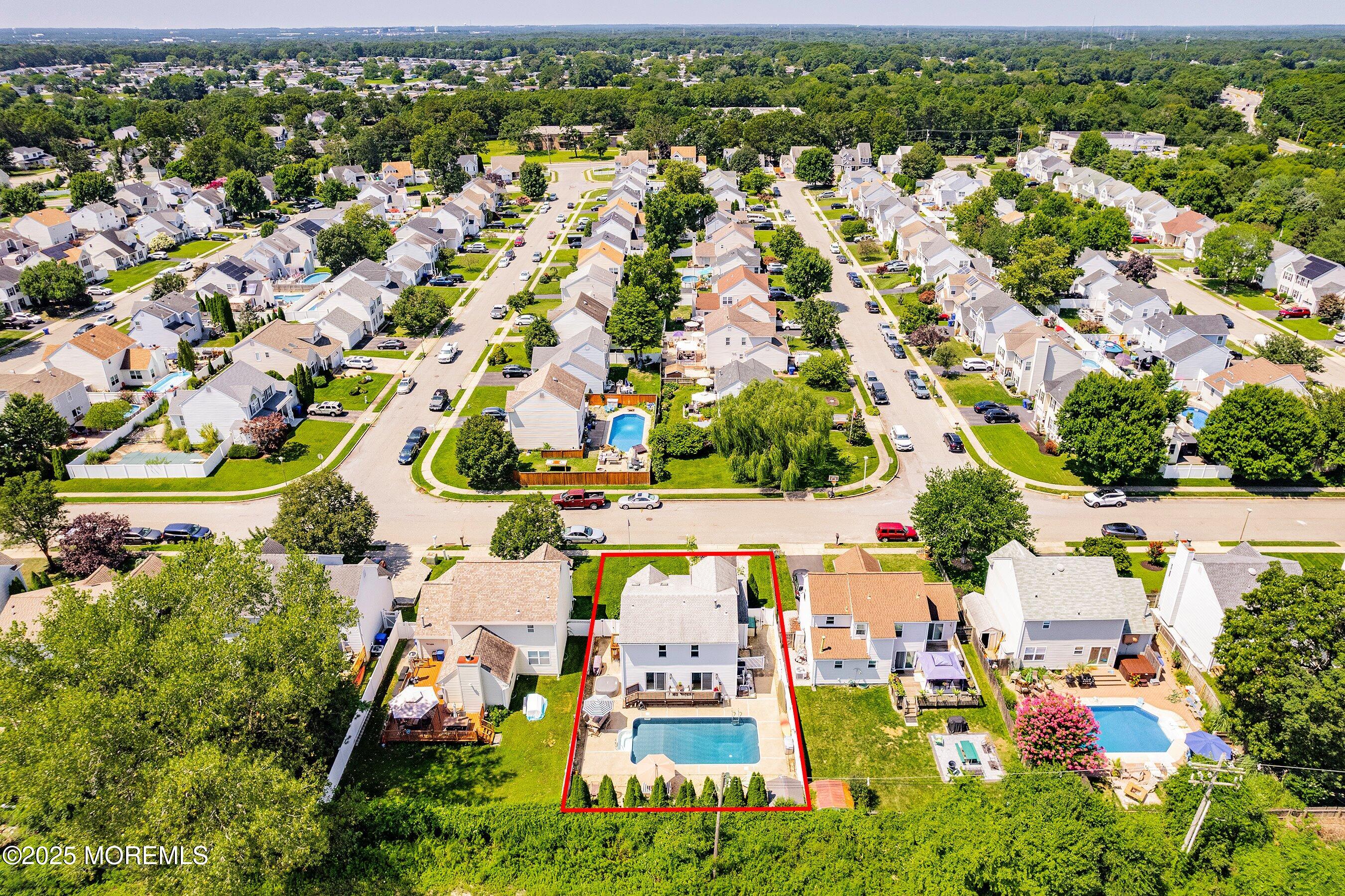 43 Red Maple Drive Brick, NJ 08724 - Photo 20 of 22 24-Back Aerial with outline