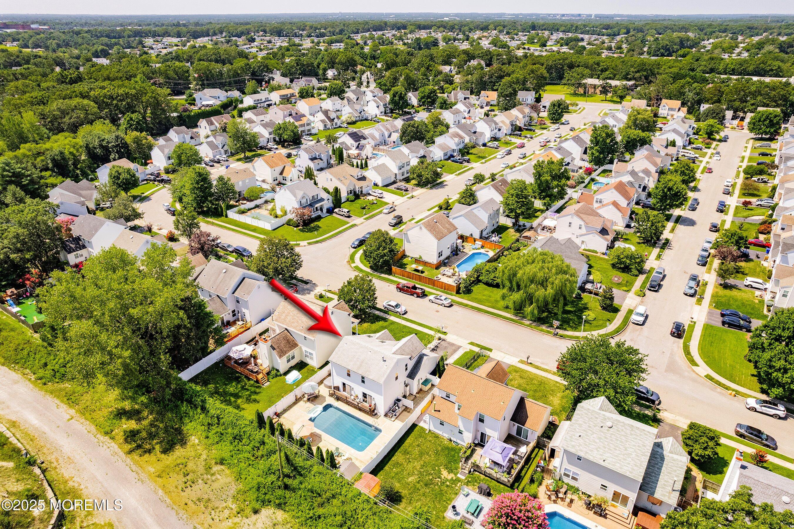 43 Red Maple Drive Brick, NJ 08724 - Photo 3 of 22 22-Back Right Aerial with arrow