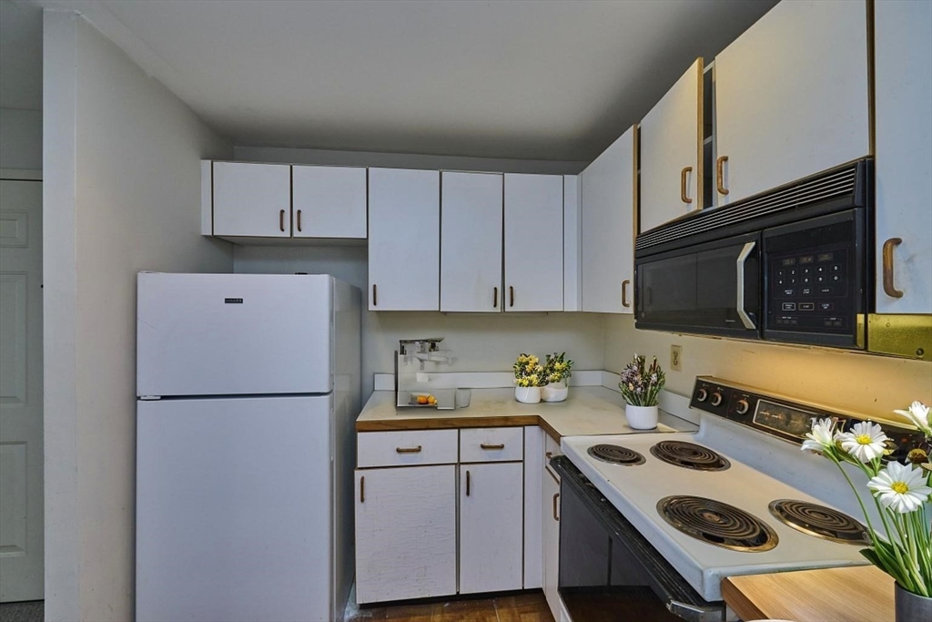 193 Oak Street, Unit 403 Newton, MA 02464 - Photo 3 of 21 a kitchen with a refrigerator a stove a sink and cabinets