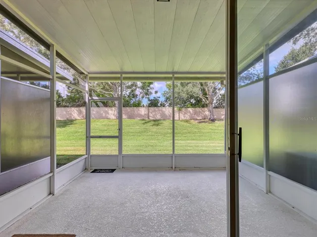 a view of a garden with an outdoor space