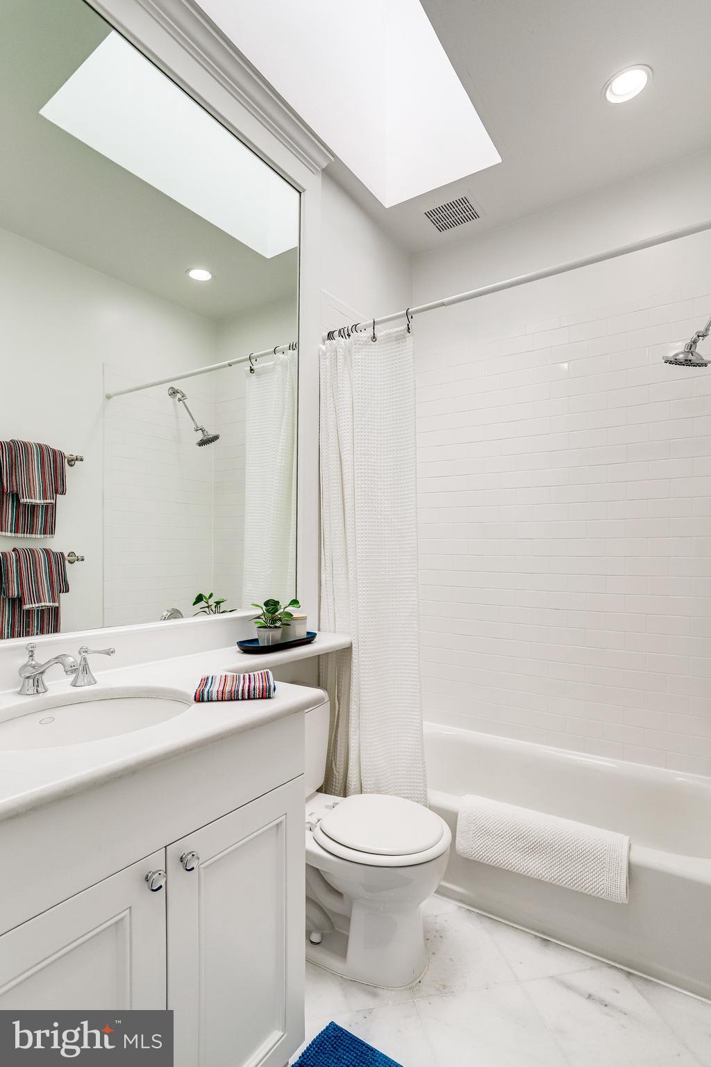 421 First Street Southeast Washington, DC 20003 - Photo 25 of 64 Skylit hall bath has subway tiles