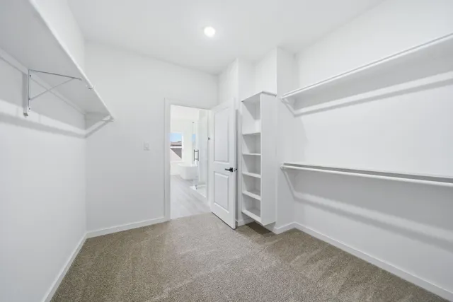 a view of an empty walk in closet