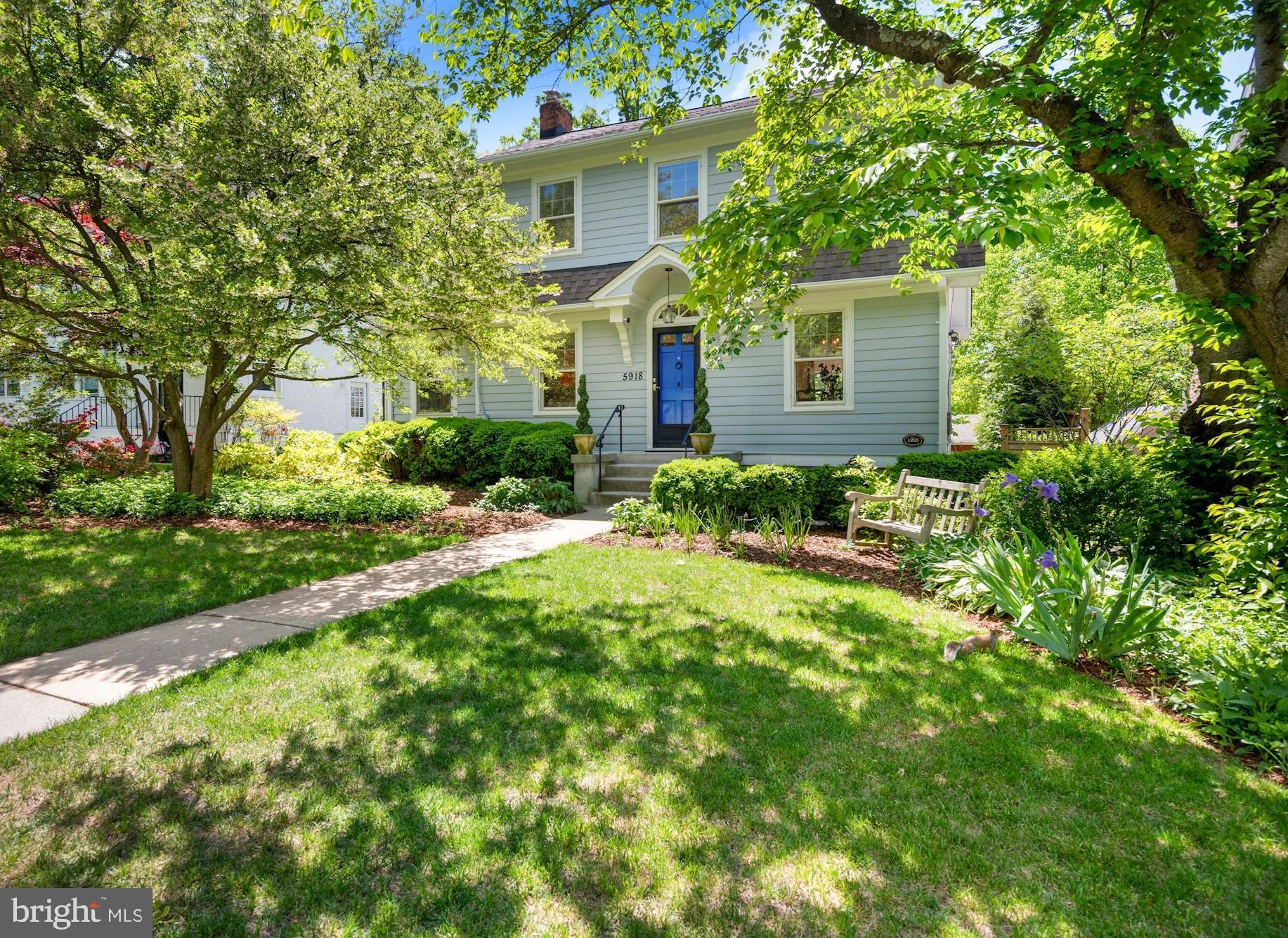 5918 Broad Branch Road Northwest Washington, DC 20015 - Photo 2 of 44 Front Elevation w/Beautiful Front Yard