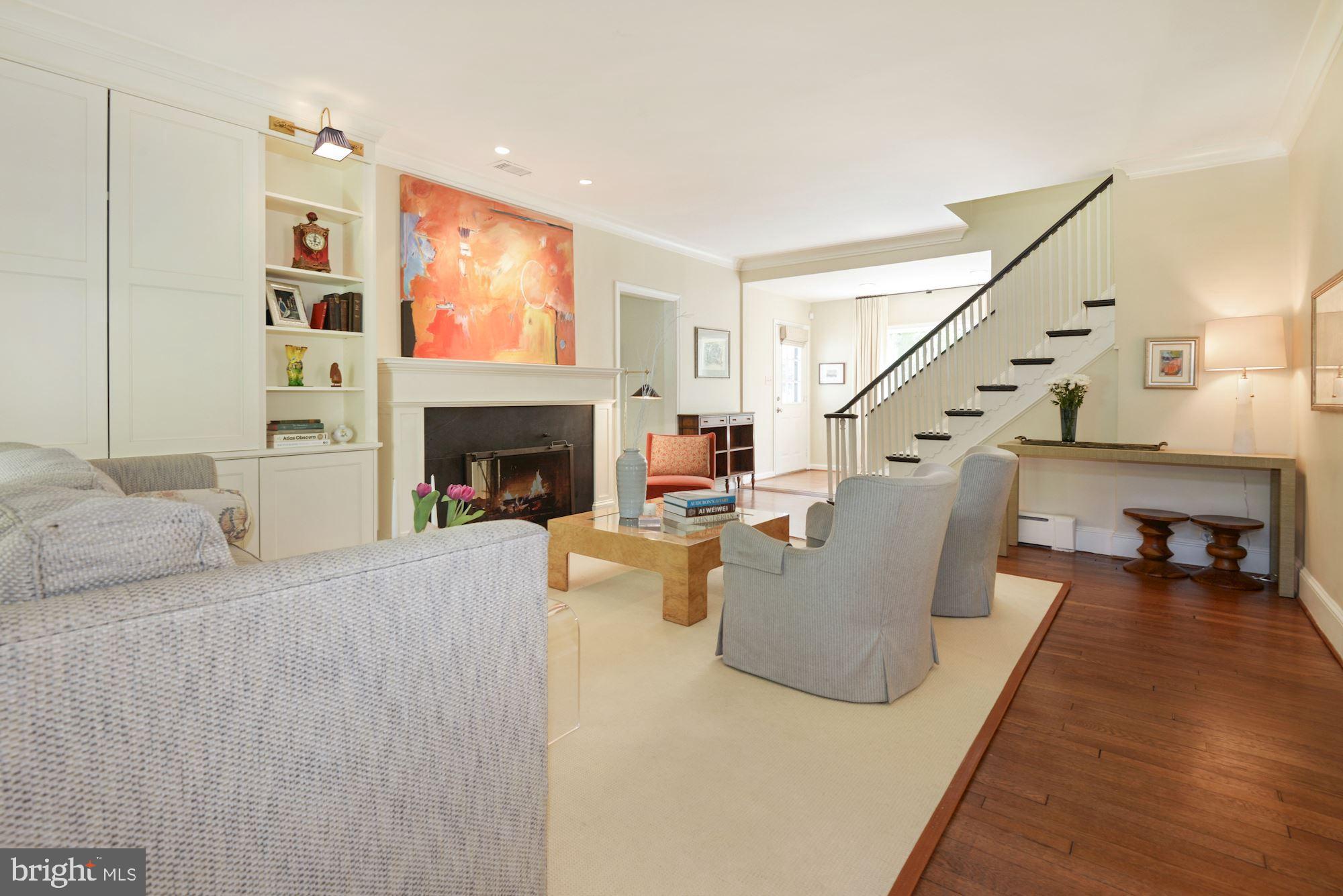5918 Broad Branch Road Northwest Washington, DC 20015 - Photo 3 of 44 Living Room w/ 2Sided Gas FPL from Front Door
