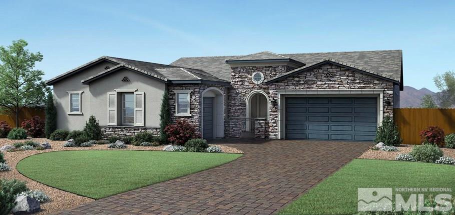2441 Stonetrack Trail, Unit LOT #25 Reno, NV 89521 - Photo 1 of 1 a front view of a house with a garden and plants