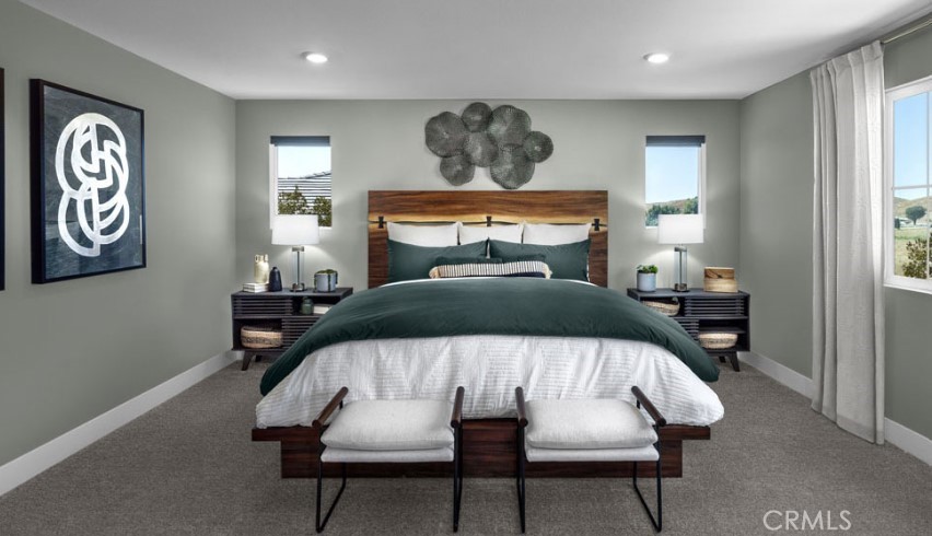 33425 Rusty Court French Valley, CA 92596 - Photo 16 of 25 a bedroom with a bed and a lamp with window