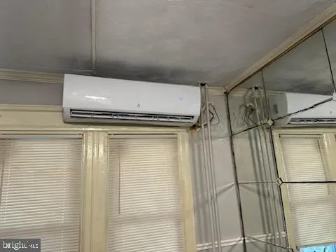 a view of a city from a garage