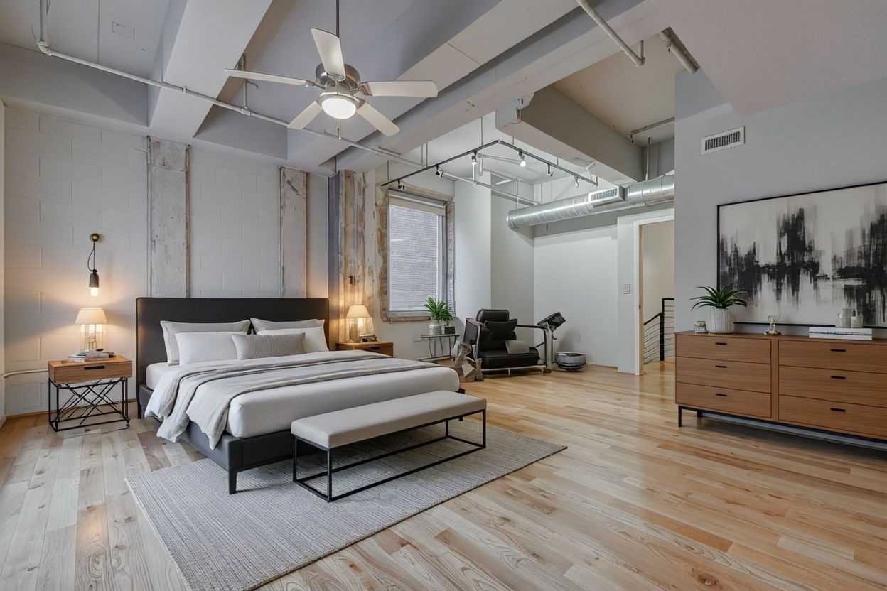 711 Main Street, Unit 505 Houston, TX 77002 - Photo 3 of 47 a spacious bedroom with a bed and a dresser