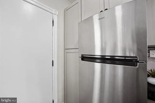 a view of a room with racks on the wall