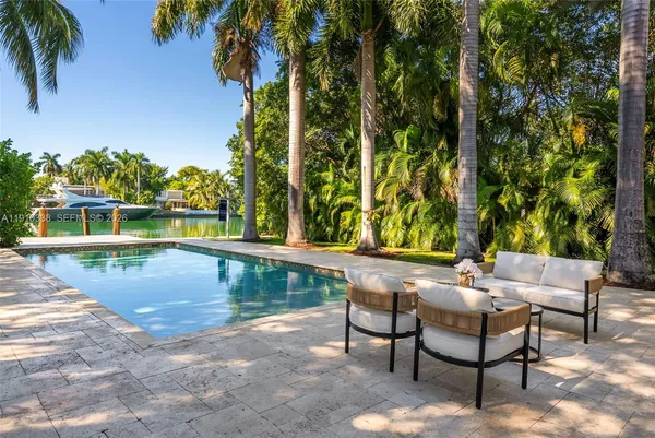 a view of swimming pool with a patio