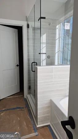 a bathroom with a shower