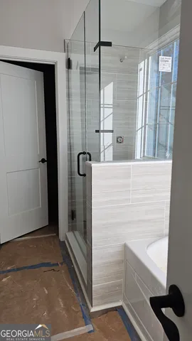 a bathroom with a shower