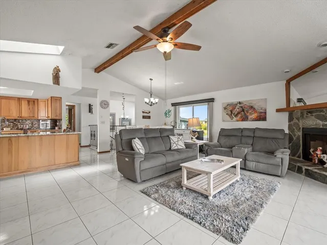 an outdoor space with lounge chair