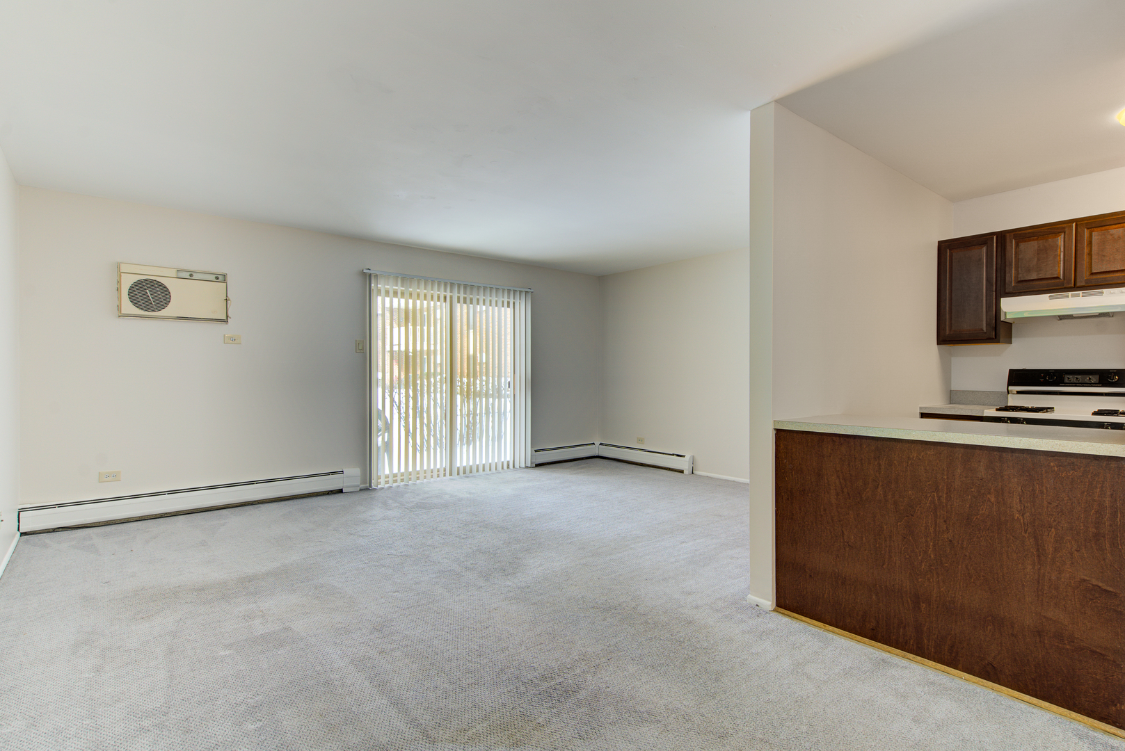 430 North Wilke Road, Unit 105 Palatine, IL 60074 - Photo 5 of 15 a view of an empty room with window and a kitchen